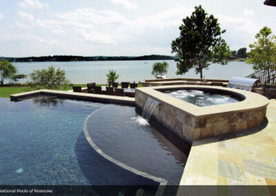 Technicians performing swimming pool pump repair in Palm Beach backyard