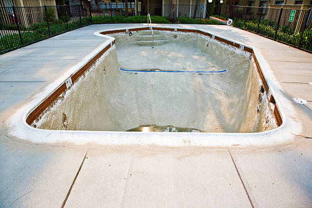 Backyard pool resurfacing project completed with clean polished surface
