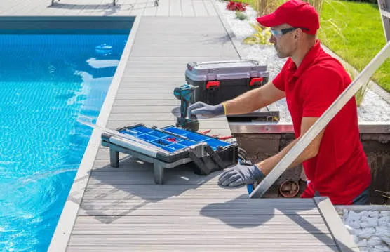 Pool filter, pressure gauge, and heater equipment in Jupiter, FL.